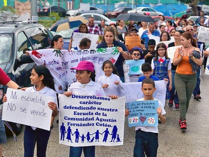 Students and teachers march against school closures in Puerto Rico