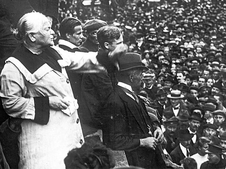 Revolutionary socialist Clara Zetkin addresses a mass demonstration